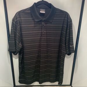 Nike Shirt Adult Medium Black/Gray Stripe Polo Dri Fit Men